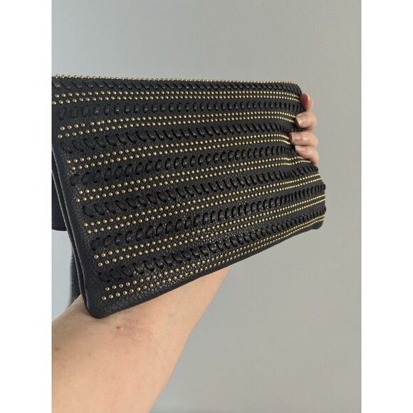 Shiraleah Dark Blue Fold Over Clutch Purse Beaded Braided Tassel Anthropologie - Picture 15 of 15